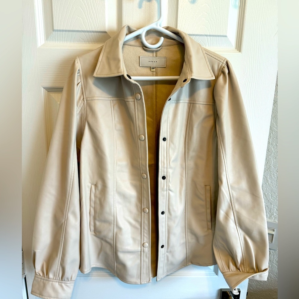 Beige Leather Jacket - image 3